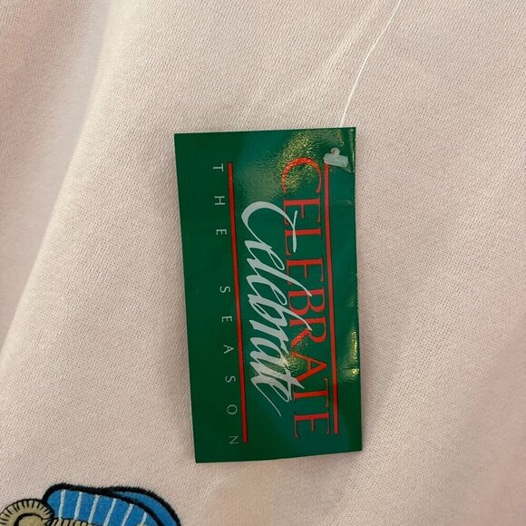 Vintage Active Duty Y2K Christmas Bear Pink Sweat Shirt Sz Med - Picture 4 of 8